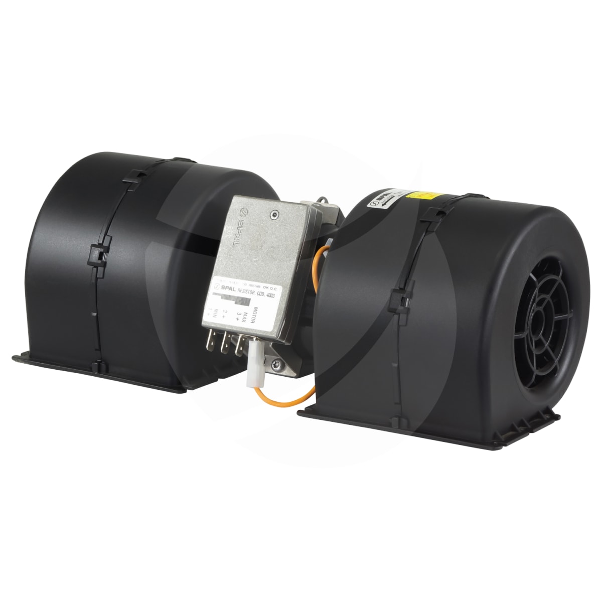 EVAPORATOR BLOWER ASSEMBLY, DUAL, SPAL, 24V, UNIVERSAL 370CFM, PLASTIC CASE